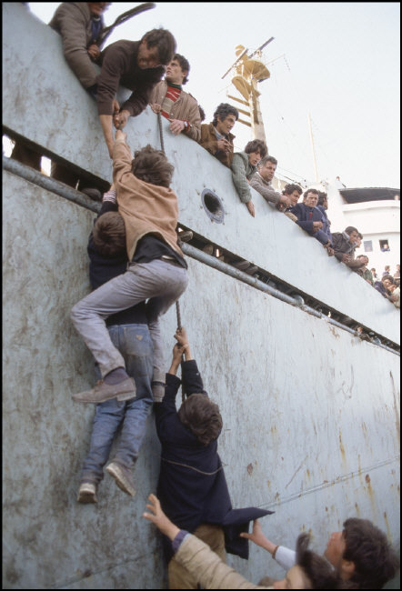 ITALY,Brindisi: Albanian refugees.