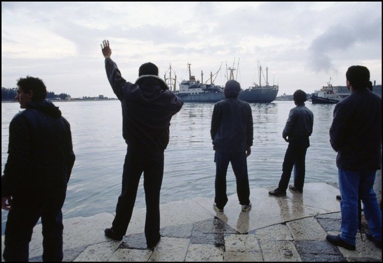 ITALY,Brindisi: Albanian refugees.
