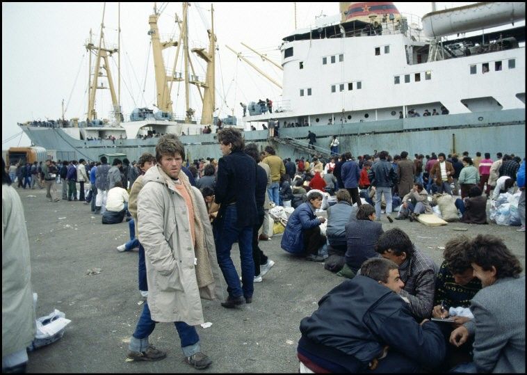 ITALY,Brindisi: Albanian refugees.