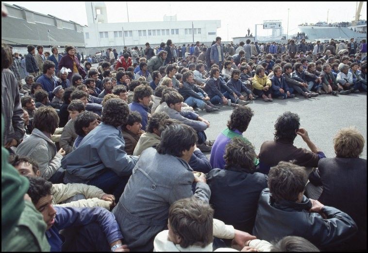 ITALY,Brindisi: Albanian refugees.